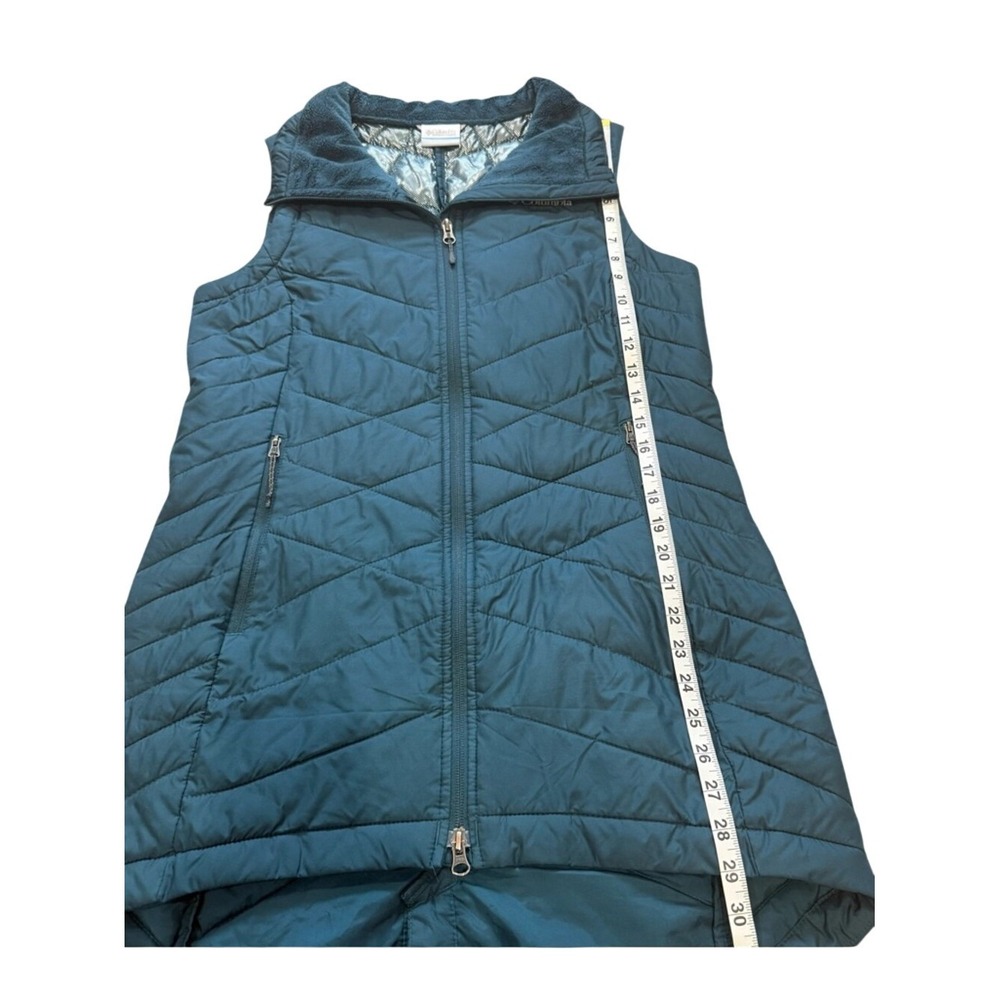 Columbia Heavenly Long Vest Womens Medium Teal Blue Quilted Omni-Heat Insulated - Picture 6 of 7